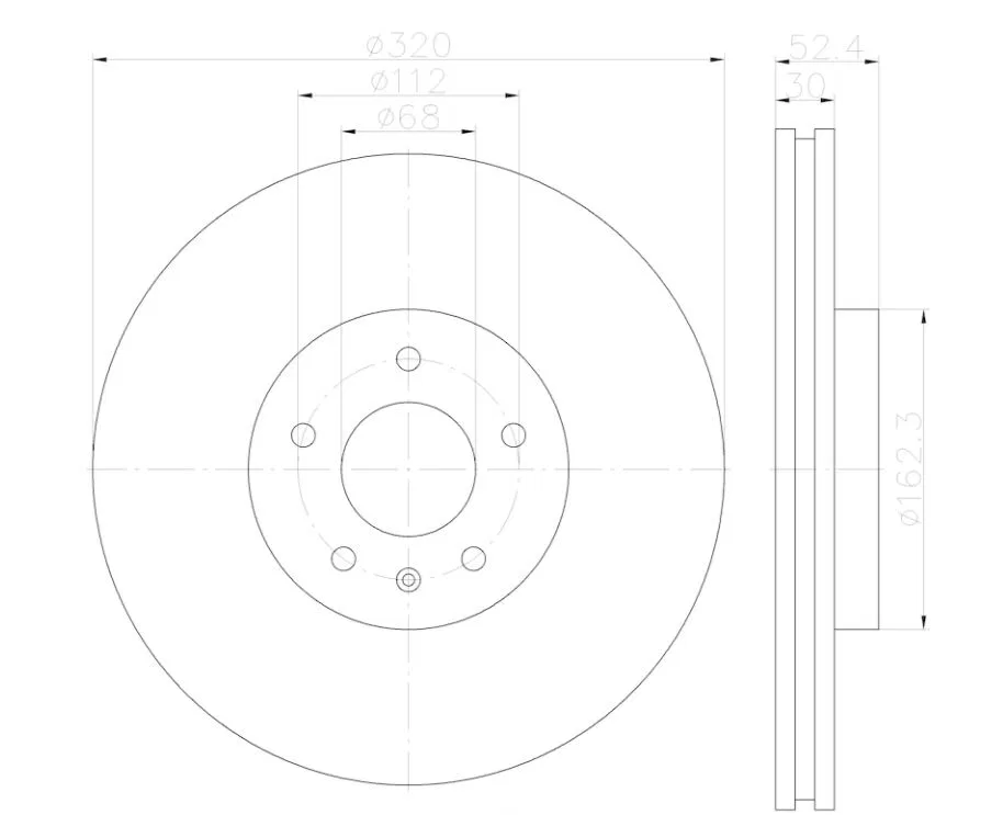 355123122 – HELLA Brake Rotor, Vented One Piece Design Wheel Bolt Pattern 6 x 112 Millimeter 752.10 Millimeter Height...
